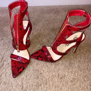 Red snake Zip up heels